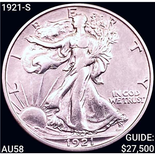 1921-S Walking Liberty Half Dollar CHOICE AU