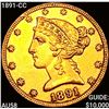 1891-CC $5 Gold Half Eagle CHOICE AU