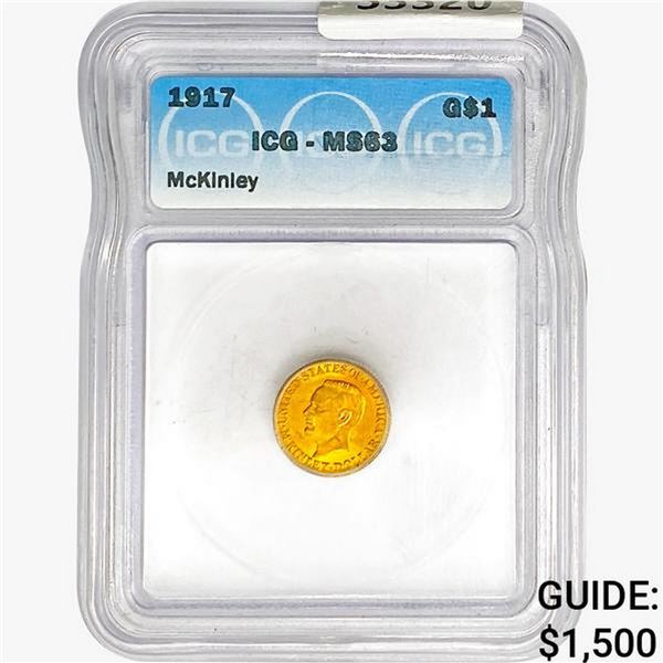 1917 McKinley Rare Gold Dollar ICG MS63