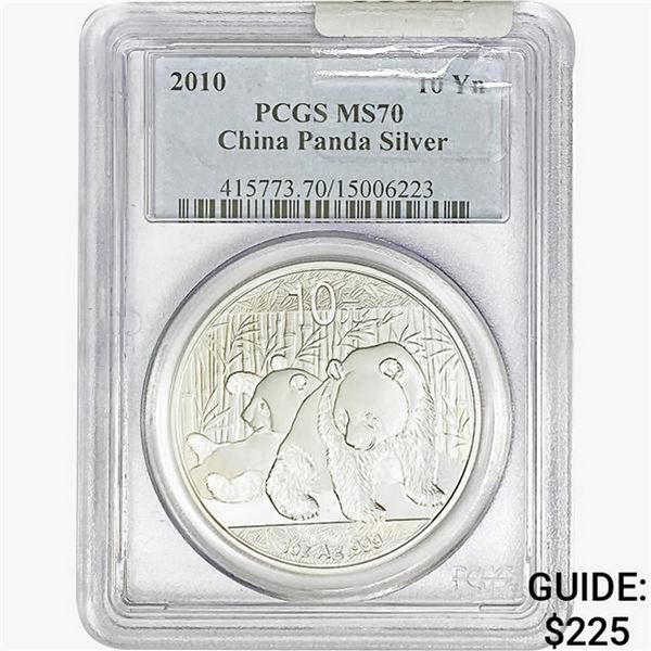 2010 1oz Silver China Panda 10Yn PCGS MS70