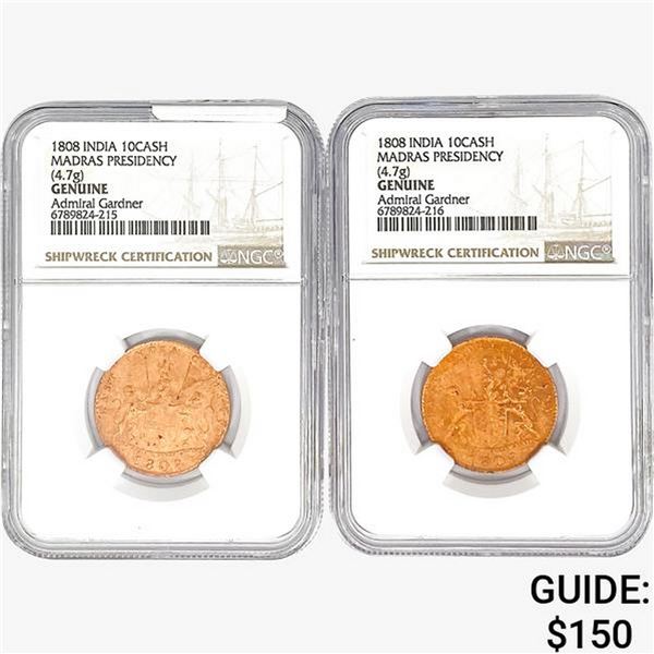 [2]1808 India 10Cash Madras Presidency NGC Genuine