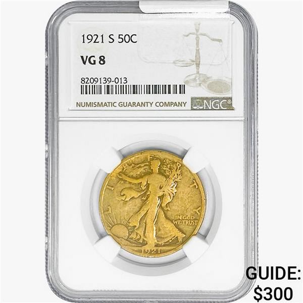 1921-S Walking Liberty Half Dollar NGC VG8