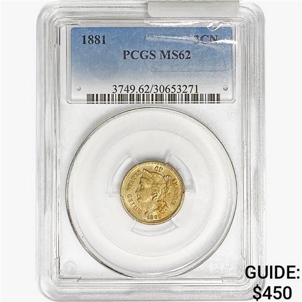 1881 Nickel Three Cent PCGS MS62