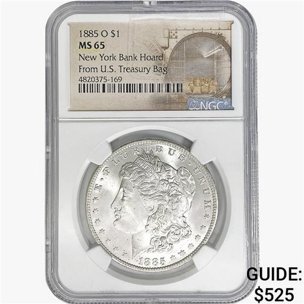 1885-O Morgan Silver Dollar NGC MS65 N.Y. Bank Hoard