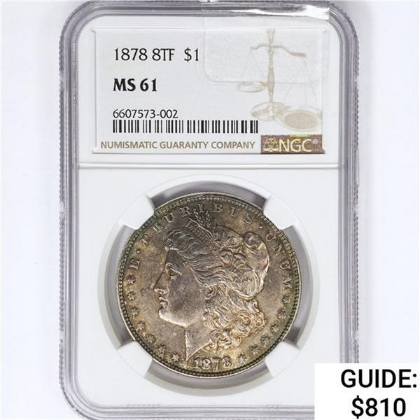 1878 8TF Morgan Silver Dollar NGC MS61