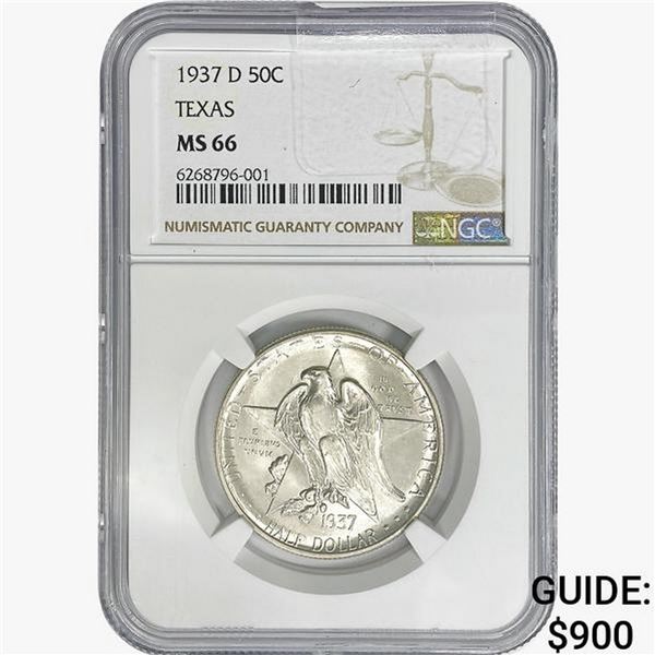 1937-D Texas Half Dollar NGC MS66
