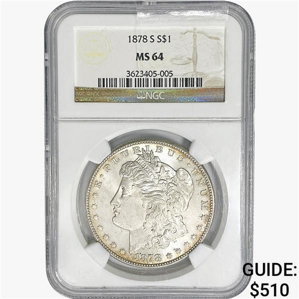 1878-S Morgan Silver Dollar NGC MS64