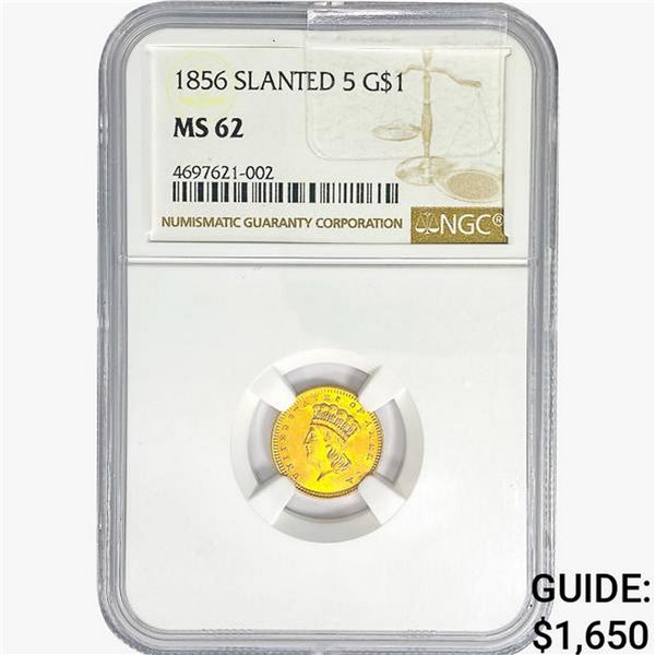 1856 Rare Gold Dollar NGC MS62 Slanted 5