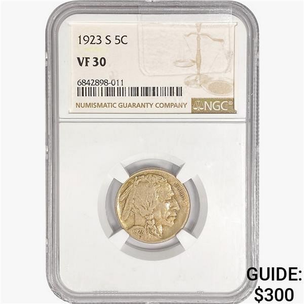 1923-S Buffalo Nickel NGC VF30