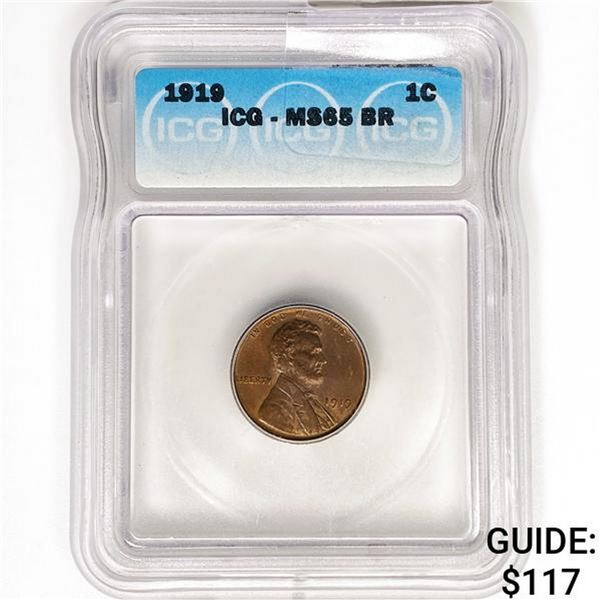 1919 Wheat Cent ICG MS65 BR