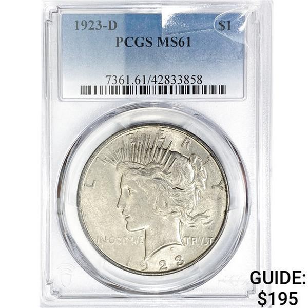 1923-D Silver Peace Dollar PCGS MS61