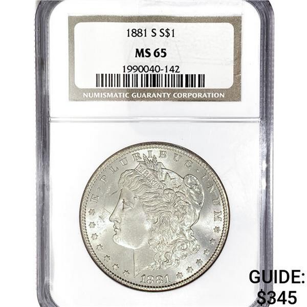 1881-S Morgan Silver Dollar NGC MS65