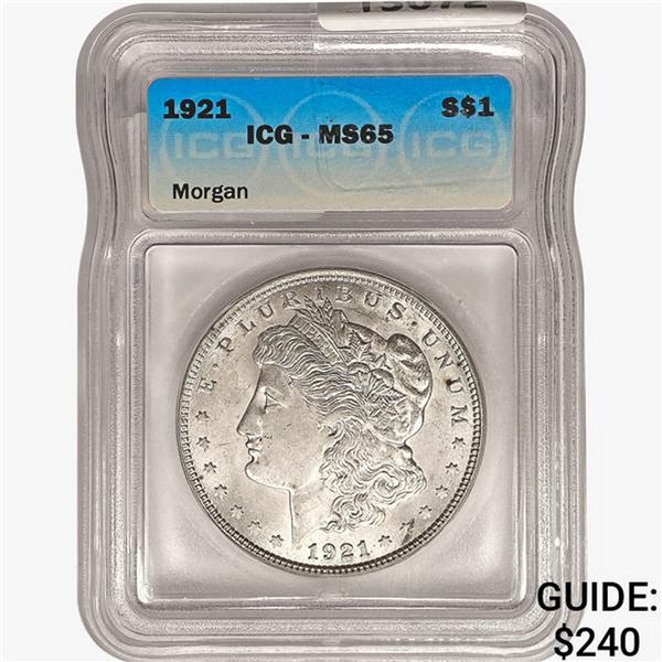 1921 Morgan Silver Dollar ICG MS65