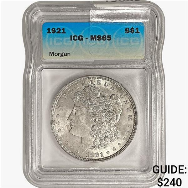 1921 Morgan Silver Dollar ICG MS65