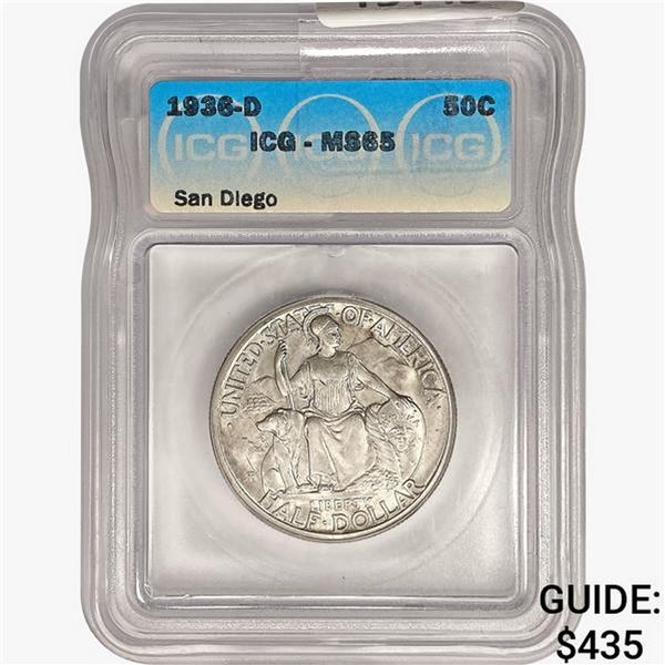 1936-D San Diego Half Dollar ICG MS65