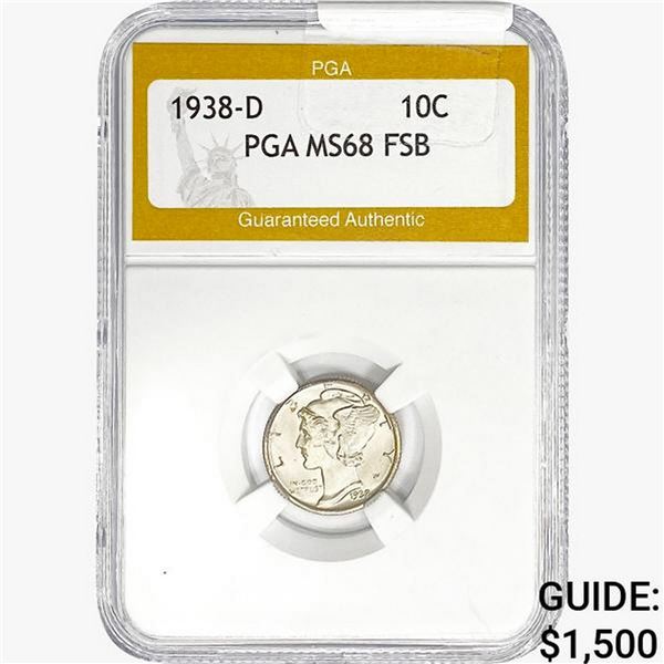 1938-D Mercury Silver Dime PGA MS68 FSB