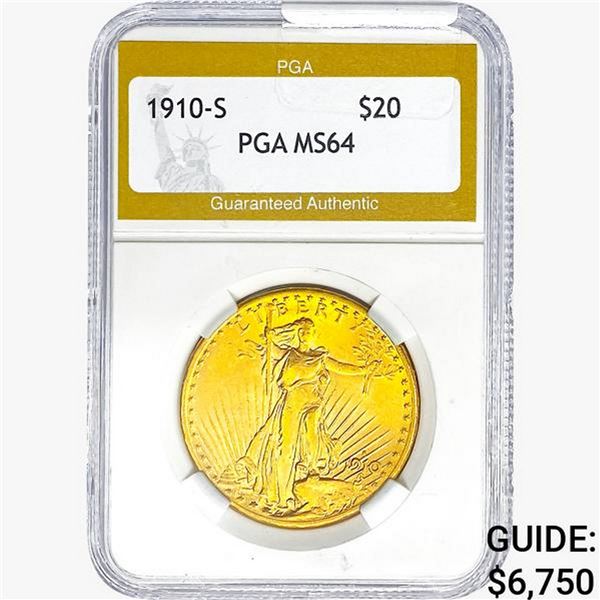 1910-S $20 Gold Double Eagle PGA MS64