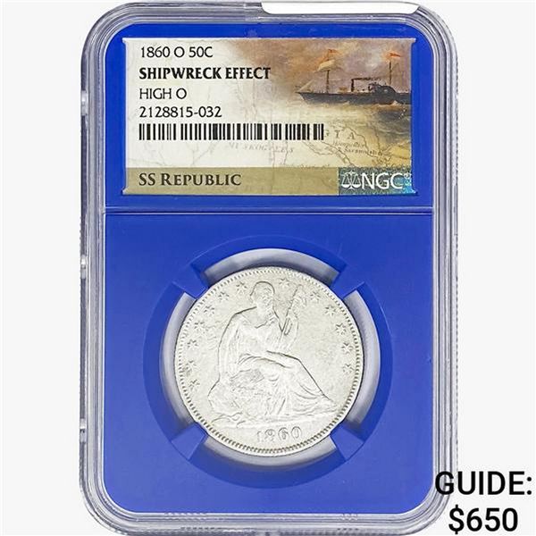 1860-O High O SL. 50C Ship. Effect W/ Book Set NGC