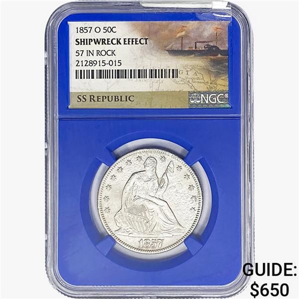 1857-O 57InRock SL. 50C Ship. Effect W/ Book Set NGC