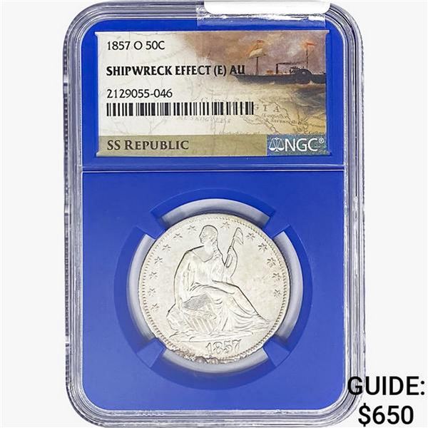 1857-O SL. 50C Ship. Effect W/ Book Set NGC AU