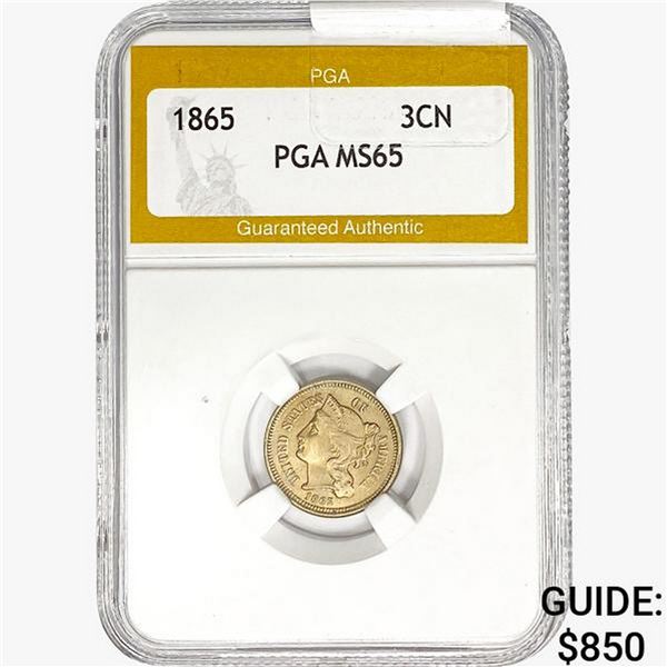 1865 Nickel Three Cent PGA MS65