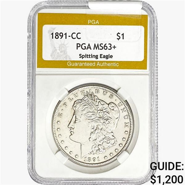 1891-CC Morgan Silver Dollar PGA MS63+ Spit Eagle