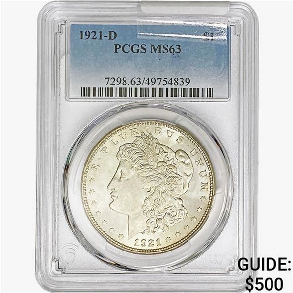 1921-D Morgan Silver Dollar PCGS MS63