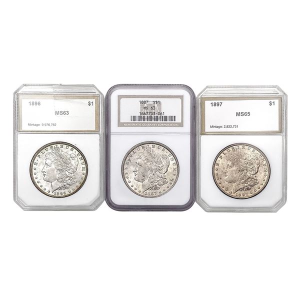 [3] 1887-1897 Morgan Silver Dollar PCI/NGC MS