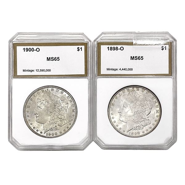 [2] 1898-O & 1900-O Morgan Silver Dollar PCI MS65