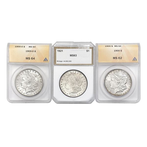 [3] 1900&1921 Morgan Silver Dollar PCI/ANACS MS