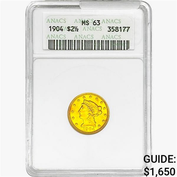 1904 $2.50 Gold Quarter Eagle ANACS MS63