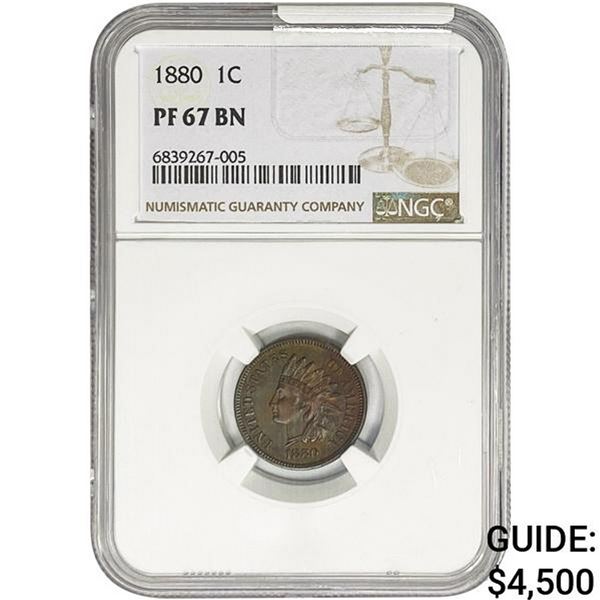1880 Indian Head Cent NGC PF67 BN