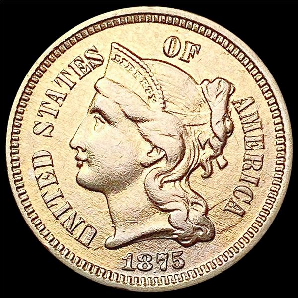 1875 Three Cent Nickel CLOSELY UNCIRCULATED