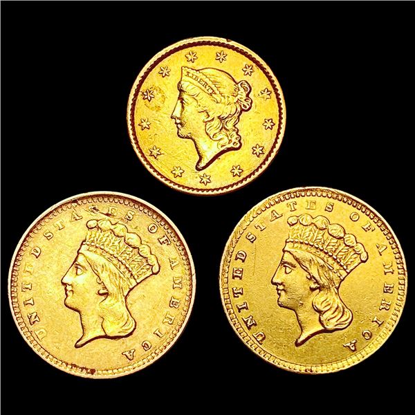 [3] 1850-1857 Gold Dollars Type 1 and 3 HIGH GRADE