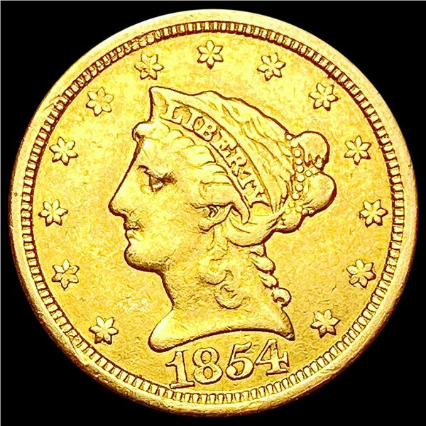 1854-O $2.50 Gold Quarter Eagle NEARLY UNCIRCULATED