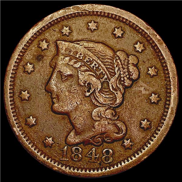 1848 Braided Hair Large Cent LIGHTLY CIRCULATED