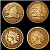 Image 1 : [4] 1857-1864 Flying Eagle and Indian Head Cents HIGH GRADE