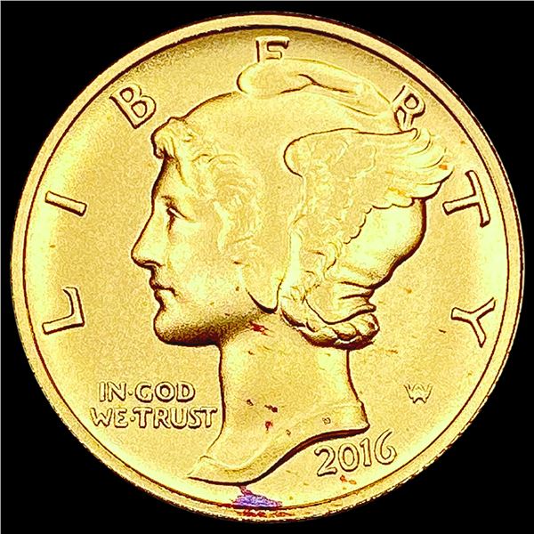 2016-W 1/10th oz Gold Mercury Dime SUPERB GEM BU