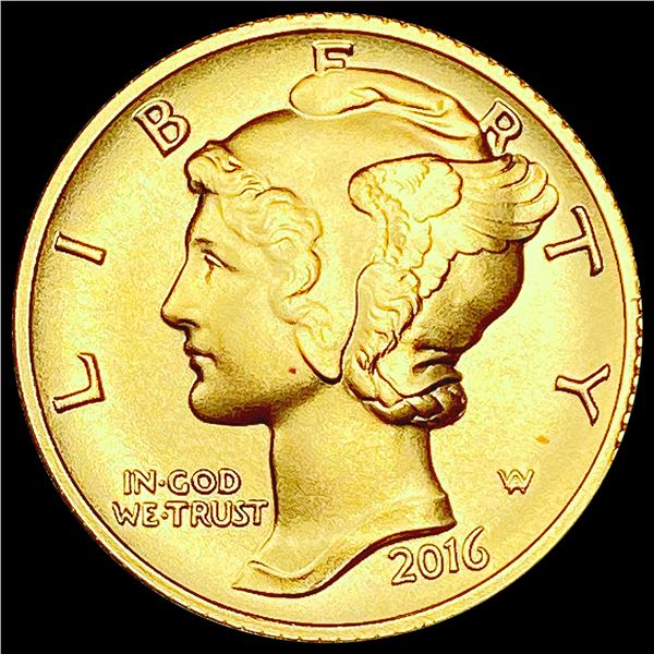 2016-W 10th oz Gold Mercury Dime SUPERB GEM BU