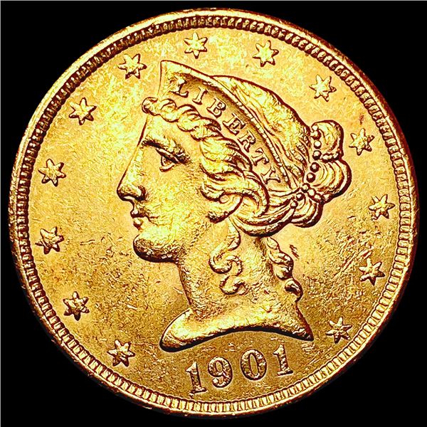1901-S $5 Gold Half Eagle UNCIRCULATED