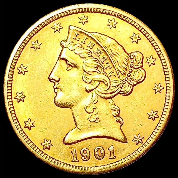 1901-S $5 Gold Half Eagle UNCIRCULATED