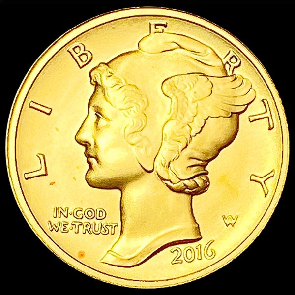 2016-W 1/10th oz Gold Mercury Dime SUPERB GEM BU
