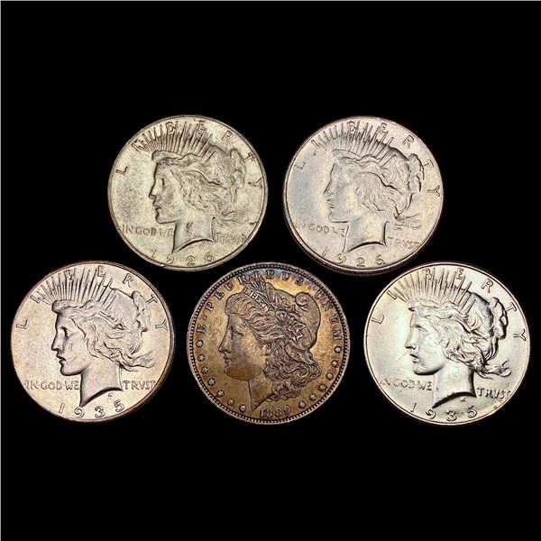 [5] 1889-O-1935 Morgan and Peace Dollars HIGH GRADE