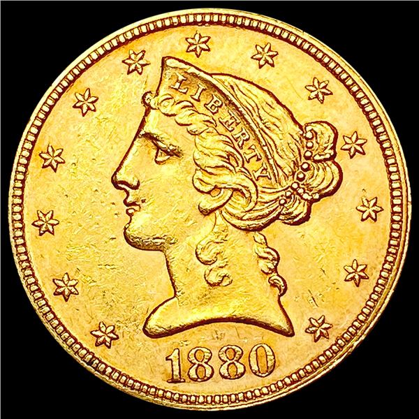 1880 $5 Gold Half Eagle UNCIRCULATED