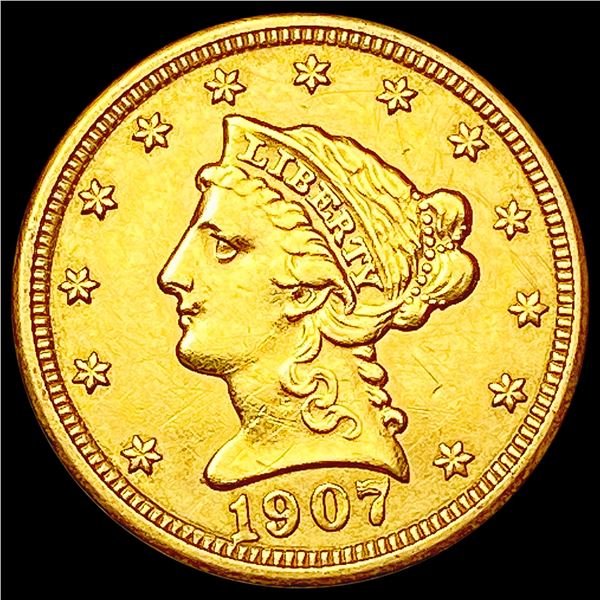 1907 $2.50 Gold Quarter Eagle CLOSELY UNCIRCULATED