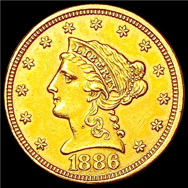 1886 $2.50 Gold Quarter Eagle CLOSELY UNCIRCULATED