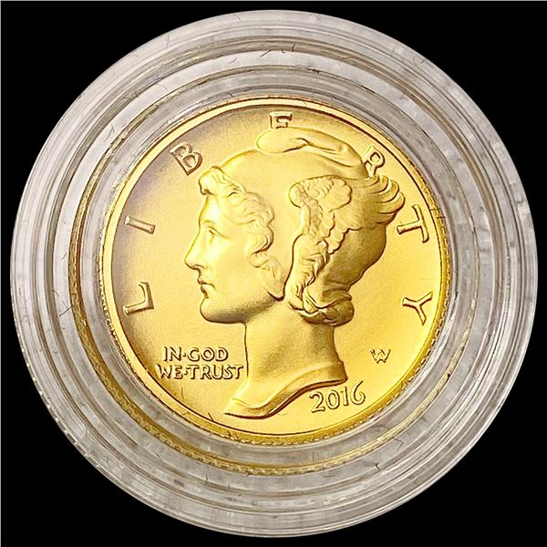 2016-W 1/10th oz Gold Mercury Dime SUPERB GEM BU