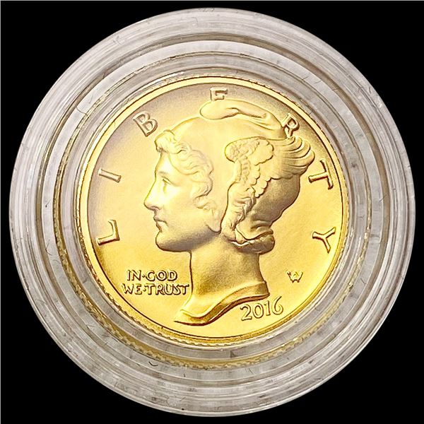 2016-W 1/10th oz Gold Mercury Dime SUPERB GEM BU