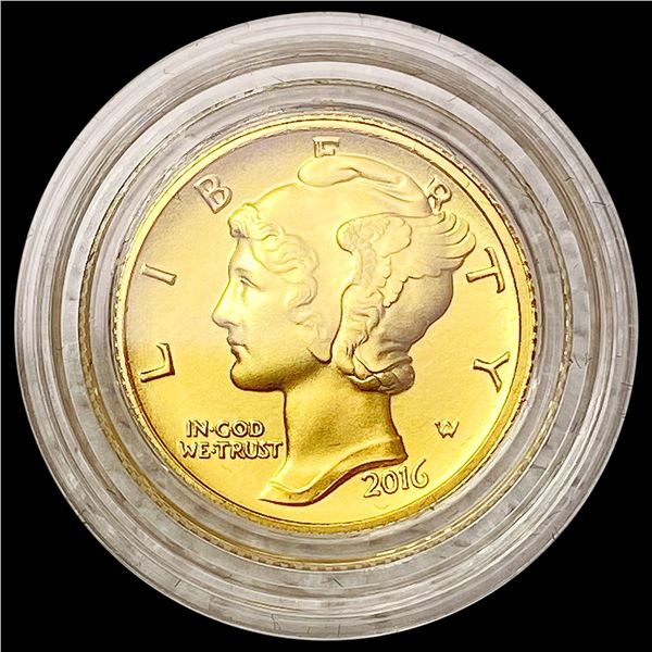 2016-W 1/10th oz Gold Mercury Dime SUPERB GEM BU
