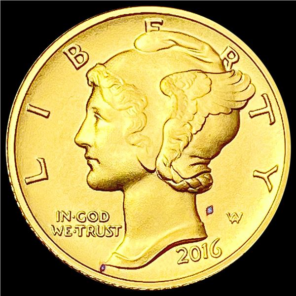 2016-W 1/10th oz Gold Mercury Dime SUPERB GEM BU